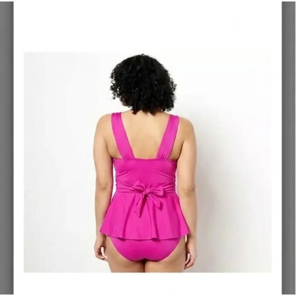 Kim Gravel x Swimsuits For All Wrap Sweetheart and Brief Set raspberry pink sz 8